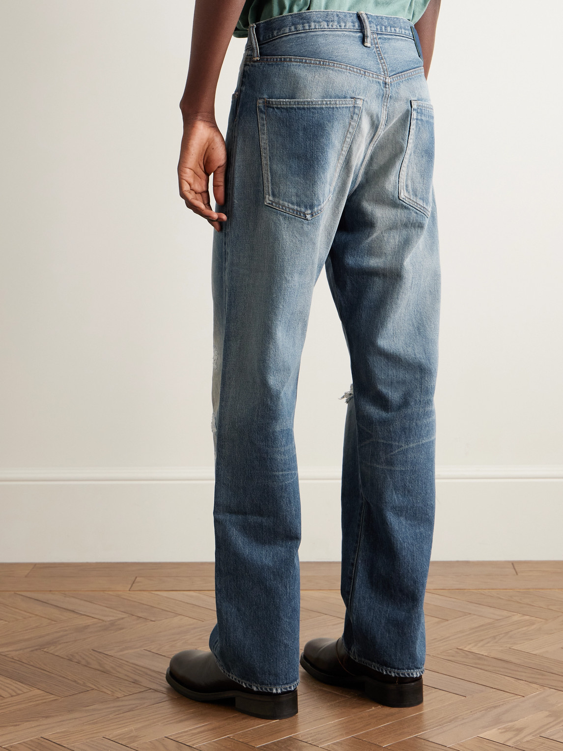  Visvim - Social Sculpture 01 Wide-leg Distressed Selvedge Jeans - Men - Blue - Uk/us 38 