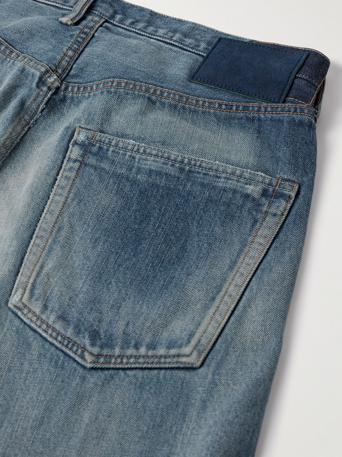 Social Sculpture 01 Wide-Leg Distressed Selvedge Jeans