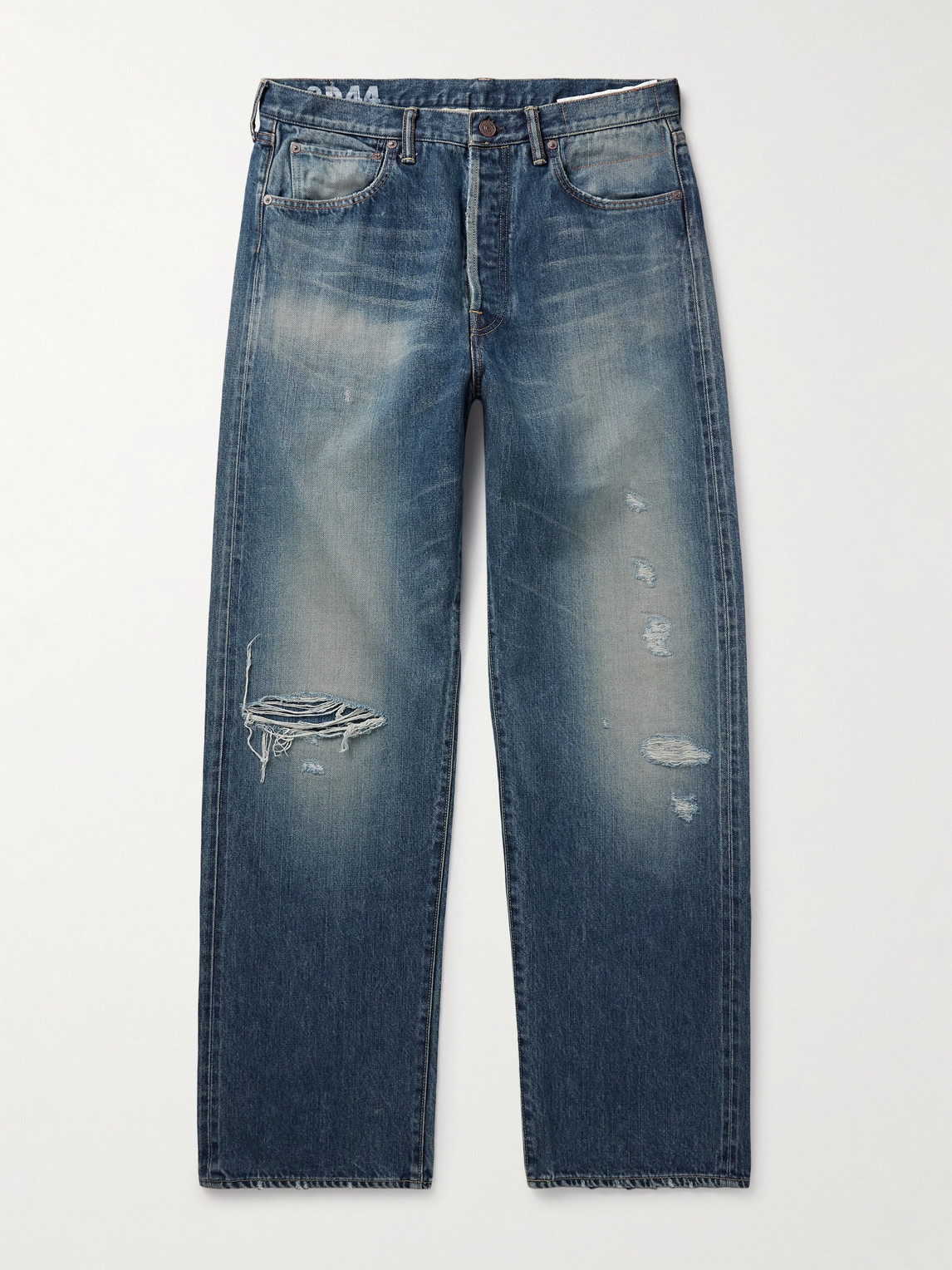 Visvim Social Sculpture 01 Wide-leg Distressed Selvedge Jeans In Animal Print