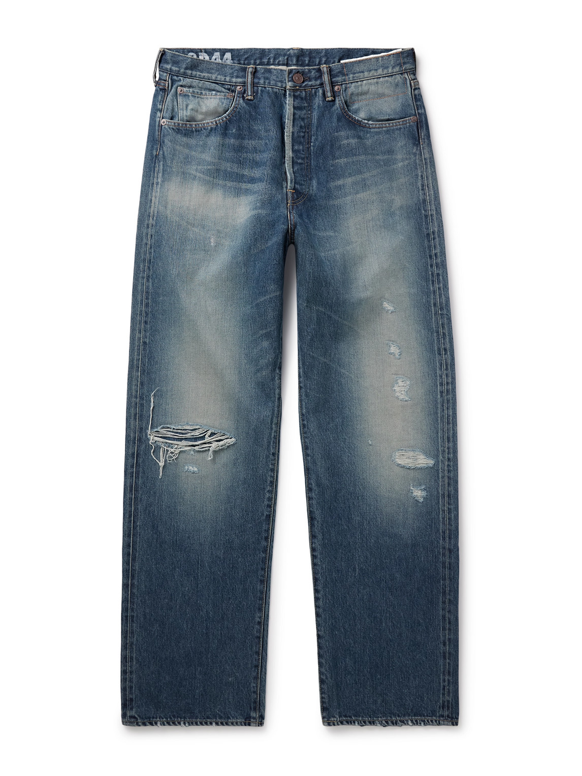Visvim Social Sculpture 01 Wide-leg Distressed Selvedge Jeans In Animal Print