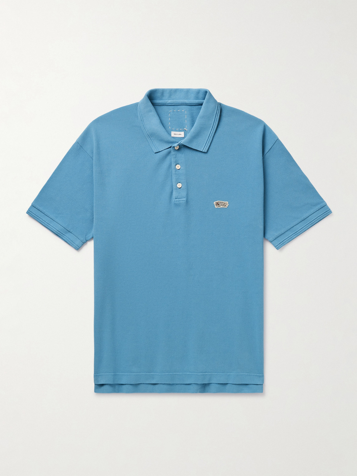 Visvim Jumbo Weller Garment-dyed Cotton-piqué Polo Shirt In Blue