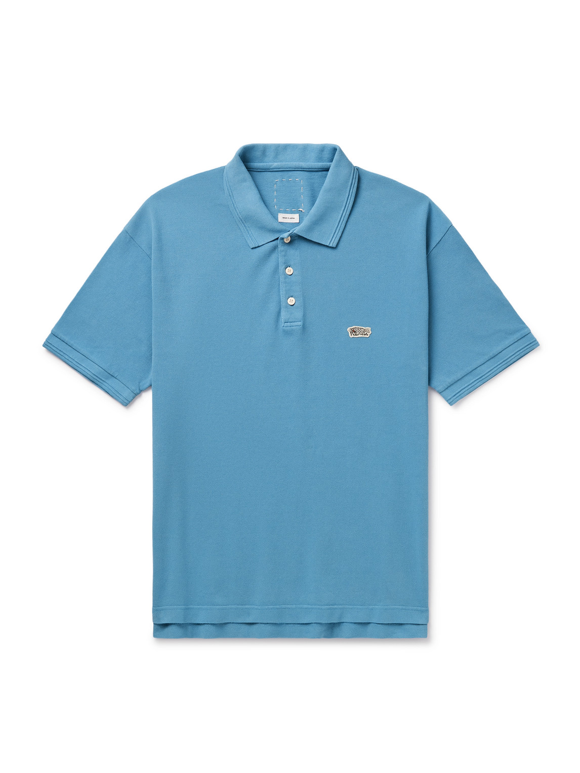 Visvim Jumbo Weller Garment-dyed Cotton-piqué Polo Shirt In Blue