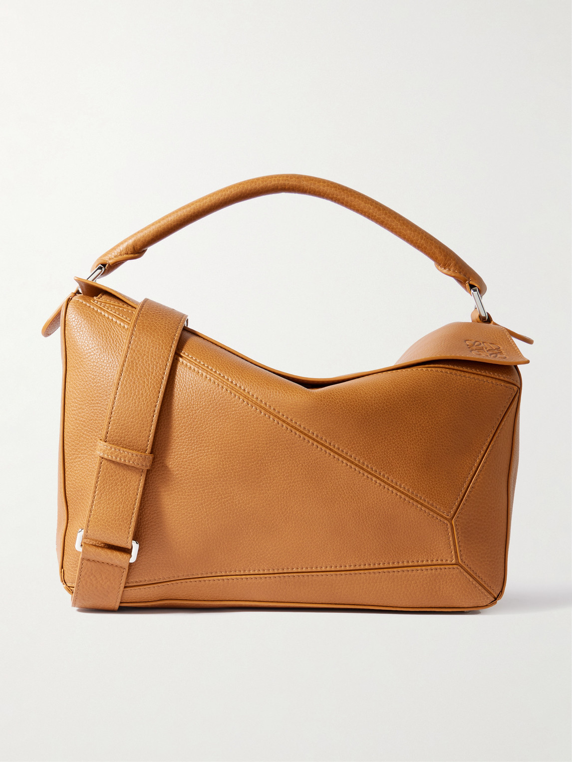 Loewe Puzzle Edge Large Logo-debossed Full-grain Leather Messenger Bag In Brown