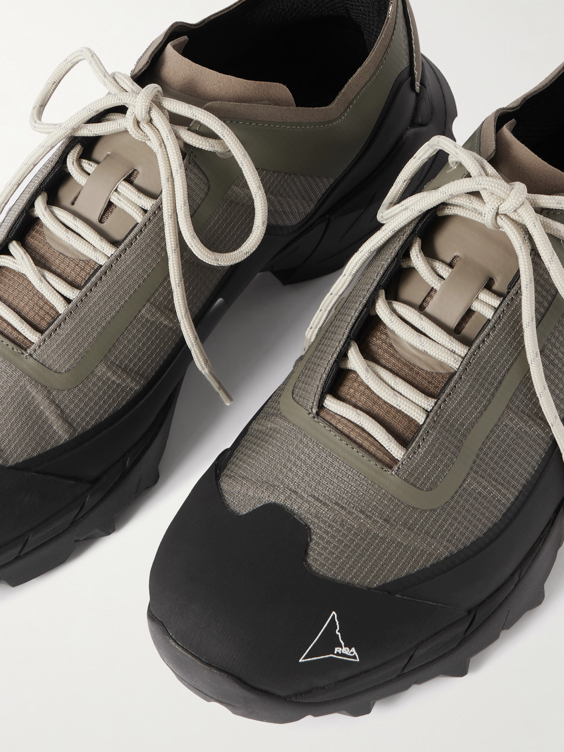 Roa Katharina Light Rubber And Leather-trimmed Ripstop Sneakers In Gray