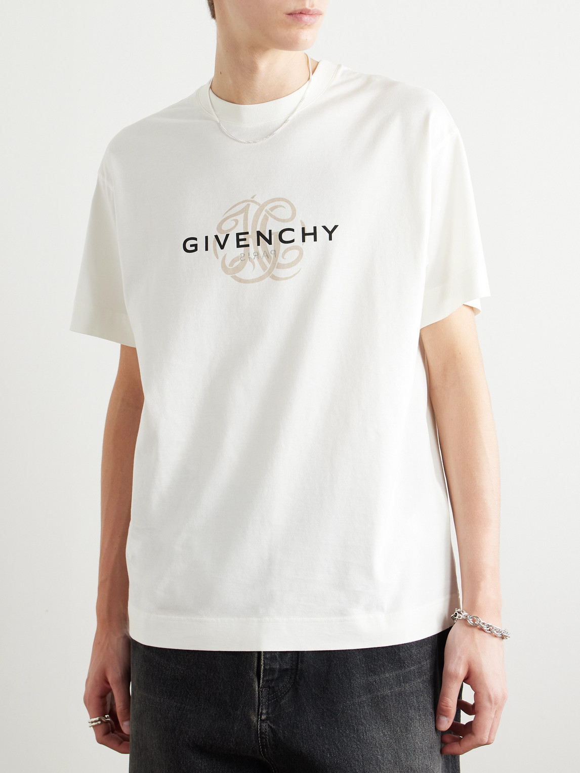 Shop Givenchy Logo-print Cotton-jersey T-shirt In Neutrals