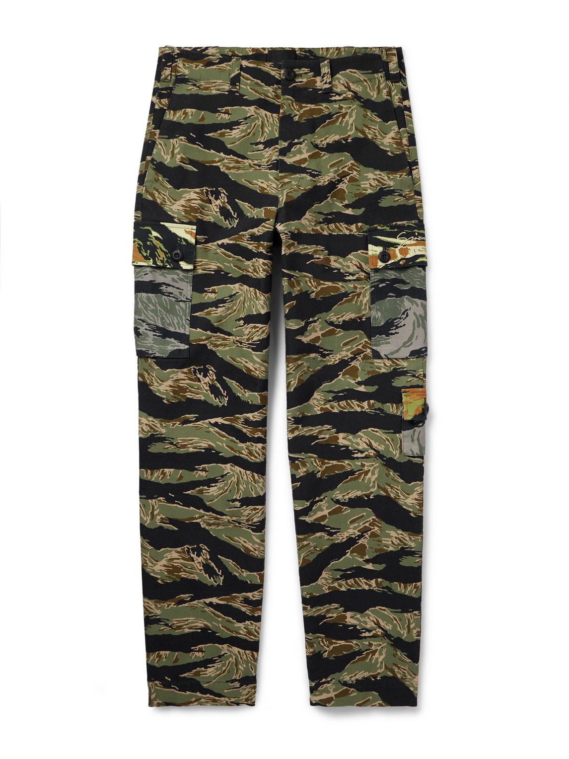 Wide-Leg Camouflage-Print Cotton-Canvas Cargo Trousers