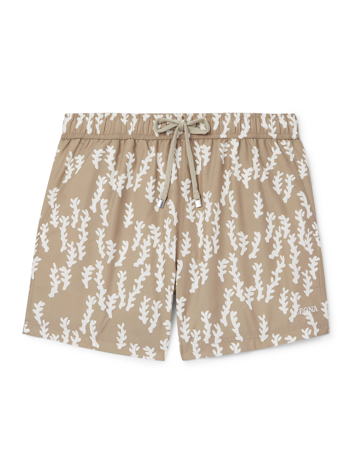 Zegna Rametto Dell'oasi Straight-leg Mid-length Printed Swim Shorts In Neutral