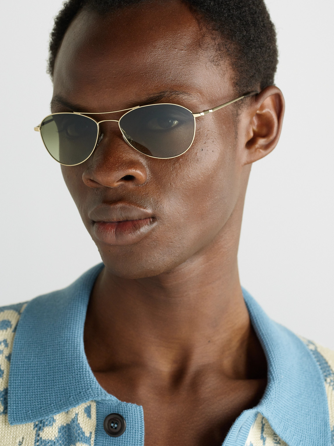 Oliver Peoples Aero Ii Aviator-style Gold-tone Sunglasses
