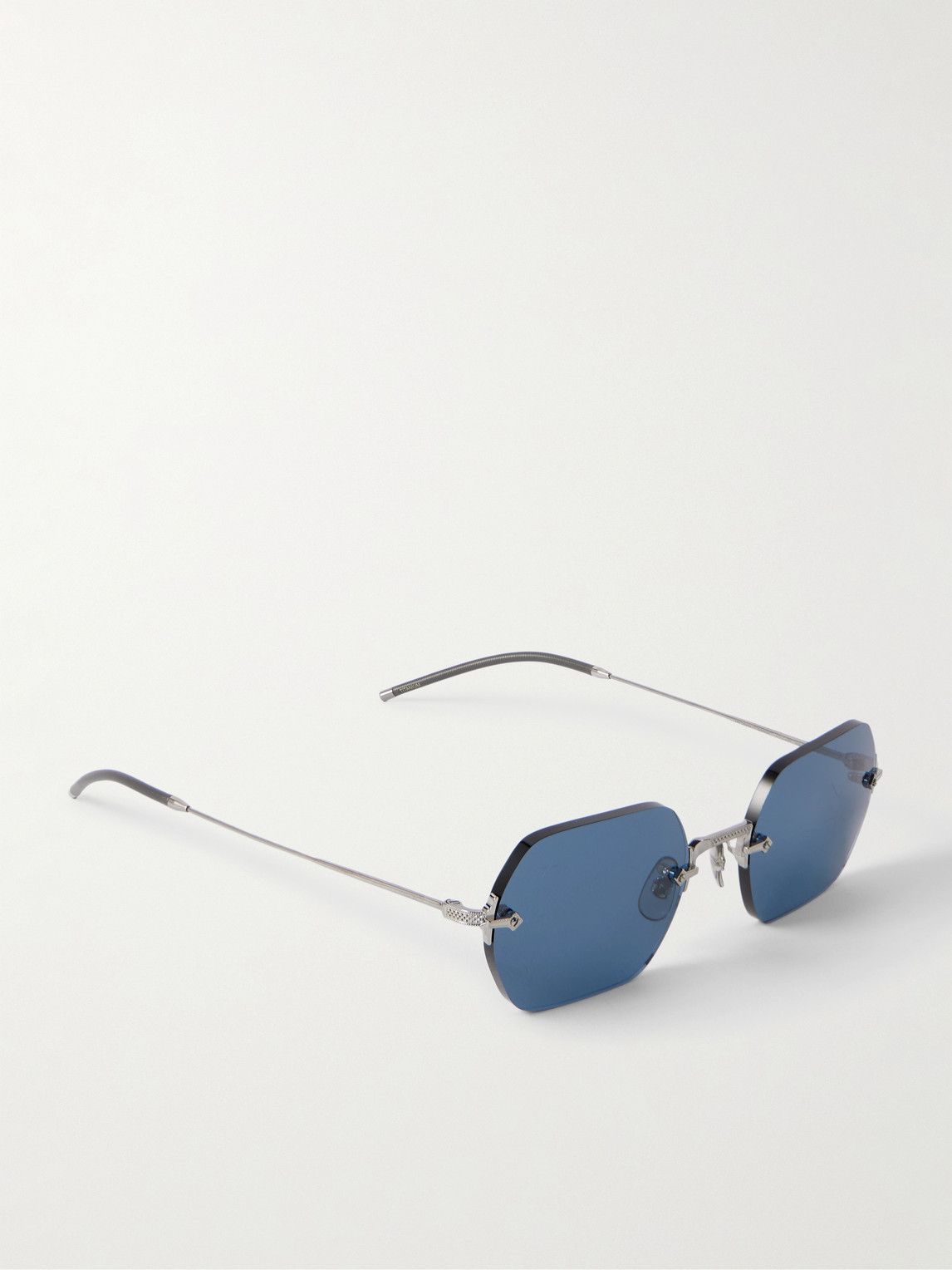 Oliver Peoples Tk-13 Round-frame Rimless Silver-tone Sunglasses In Metallic