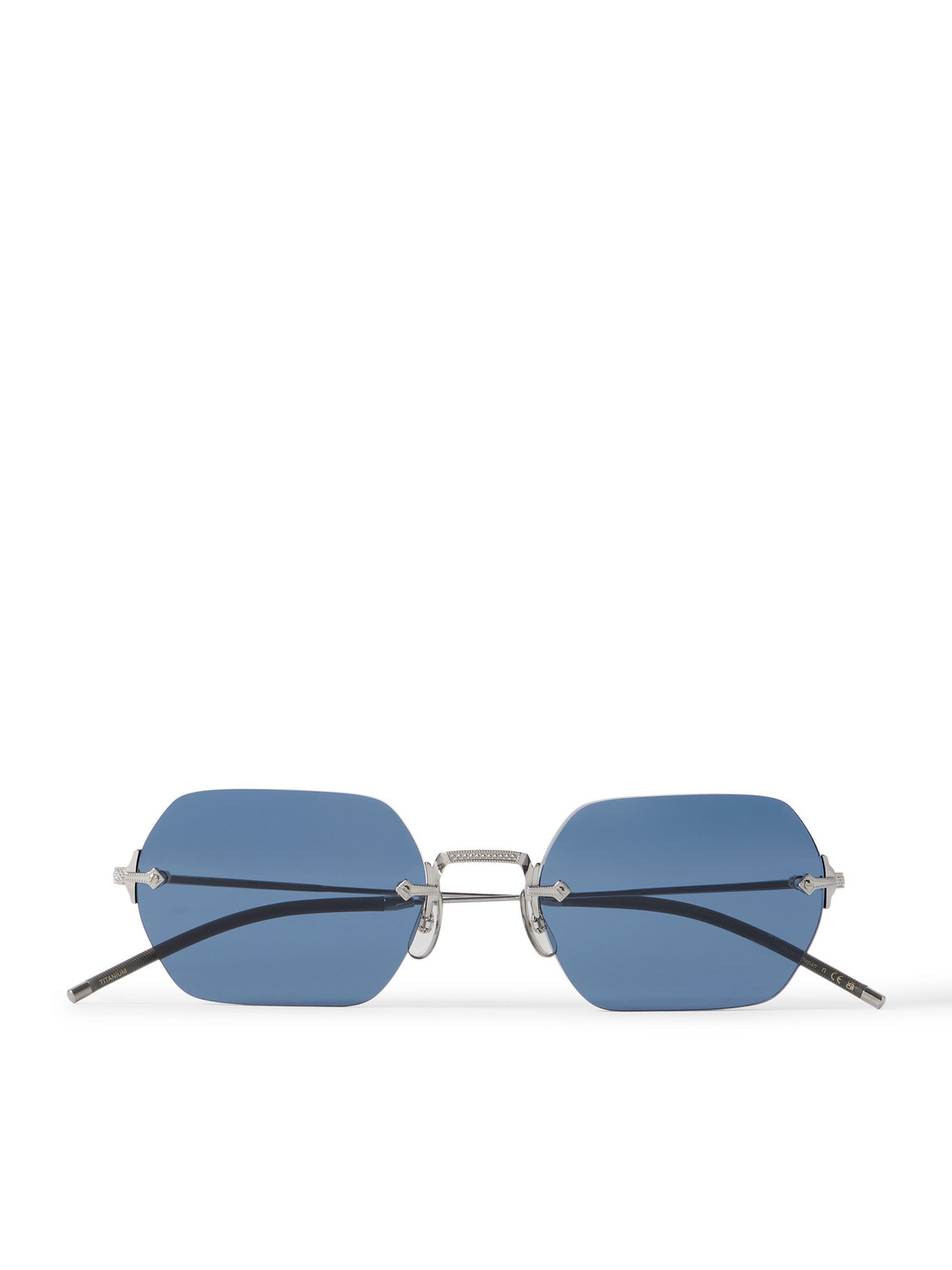 Oliver Peoples Tk-13 Round-frame Rimless Silver-tone Sunglasses In Metallic