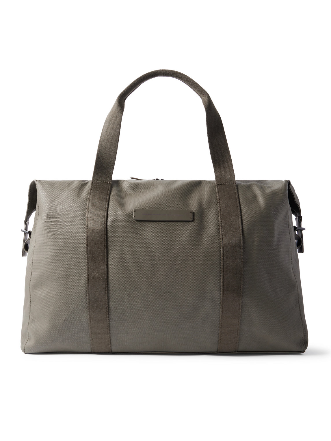 Horizn Studios Sofo L Leather And Grosgrain-trimmed Canvas Weekend Bag In Green