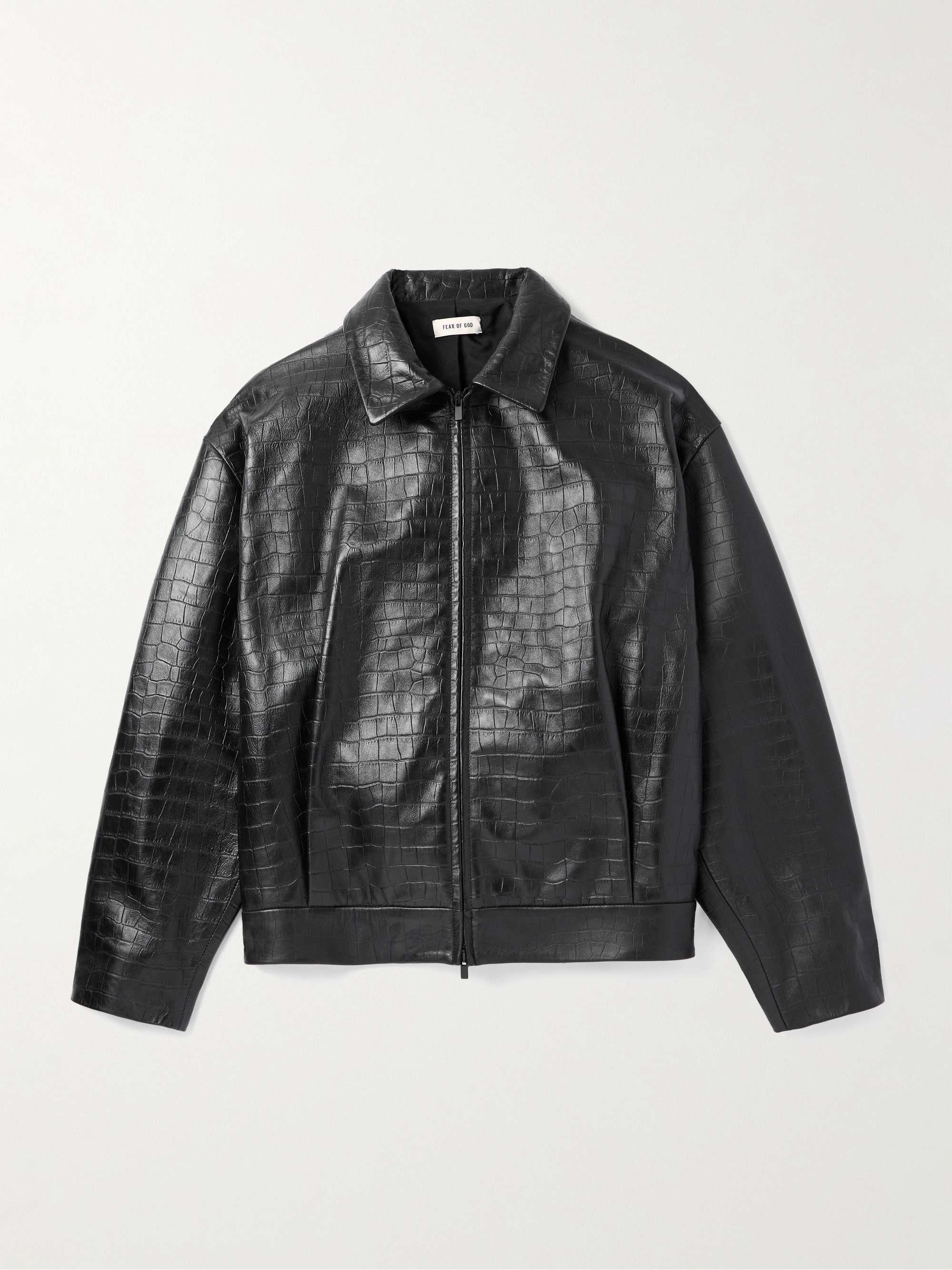 BALENCIAGA Logo-Embroidered Leather Blouson Jacket for Men BALENCIAGA Logo-Embroidered Leather Blouson Jacket for Men