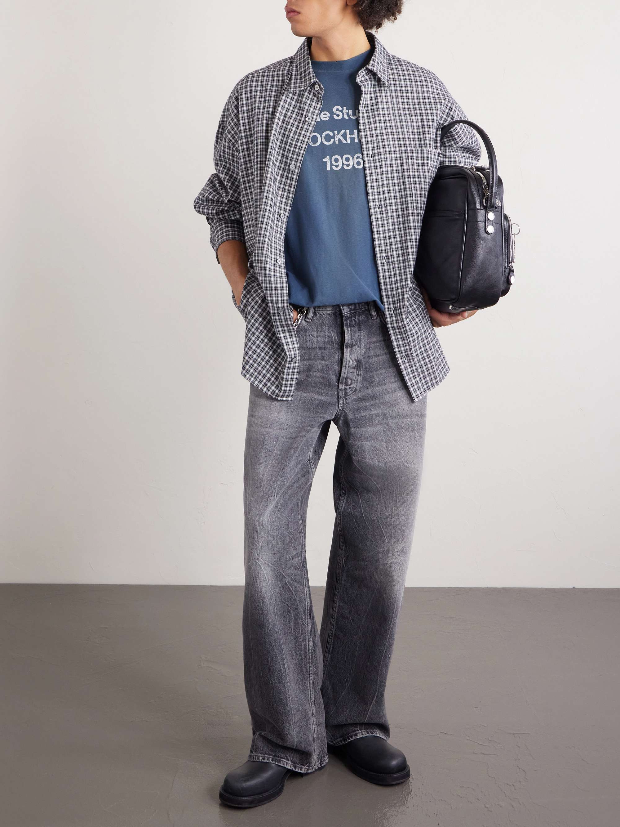 ACNE STUDIOS Edden U 1996 Logo-Printed Distressed Cotton and Hemp-Blend T-Shirt