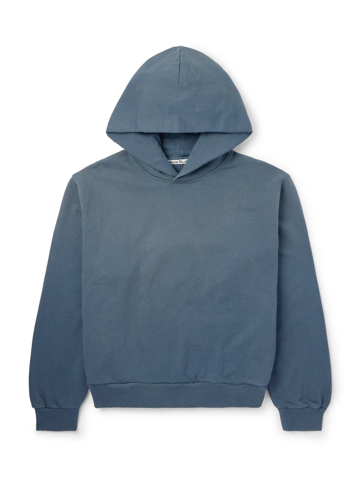 Acne Studios Franziska Garment-dyed Distressed Logo-print Cotton-blend Jersey Hoodie