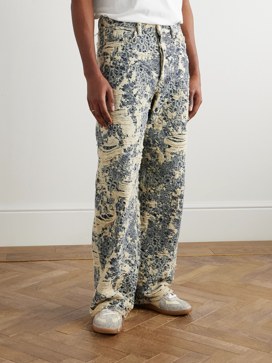 Acne Studios Wide-leg Distressed Jeans In Multi