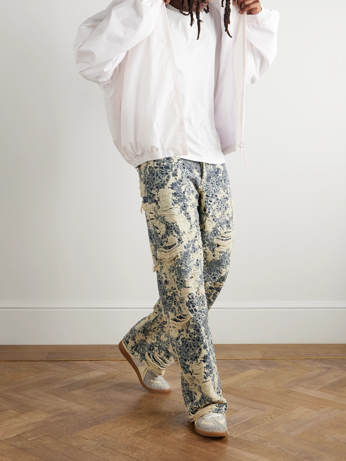 Acne Studios Wide-leg Distressed Jeans In Multi