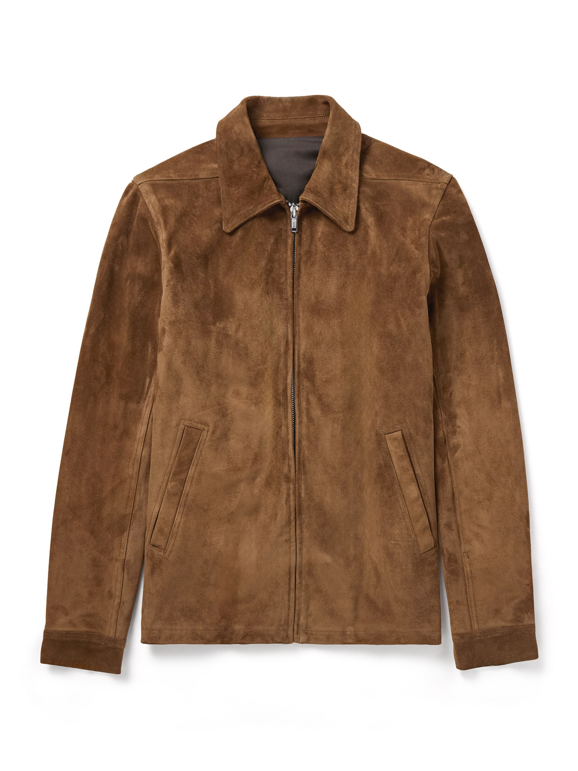 Rick Owens Brad Webbing-trimmed Suede Bomber Jacket In Brown