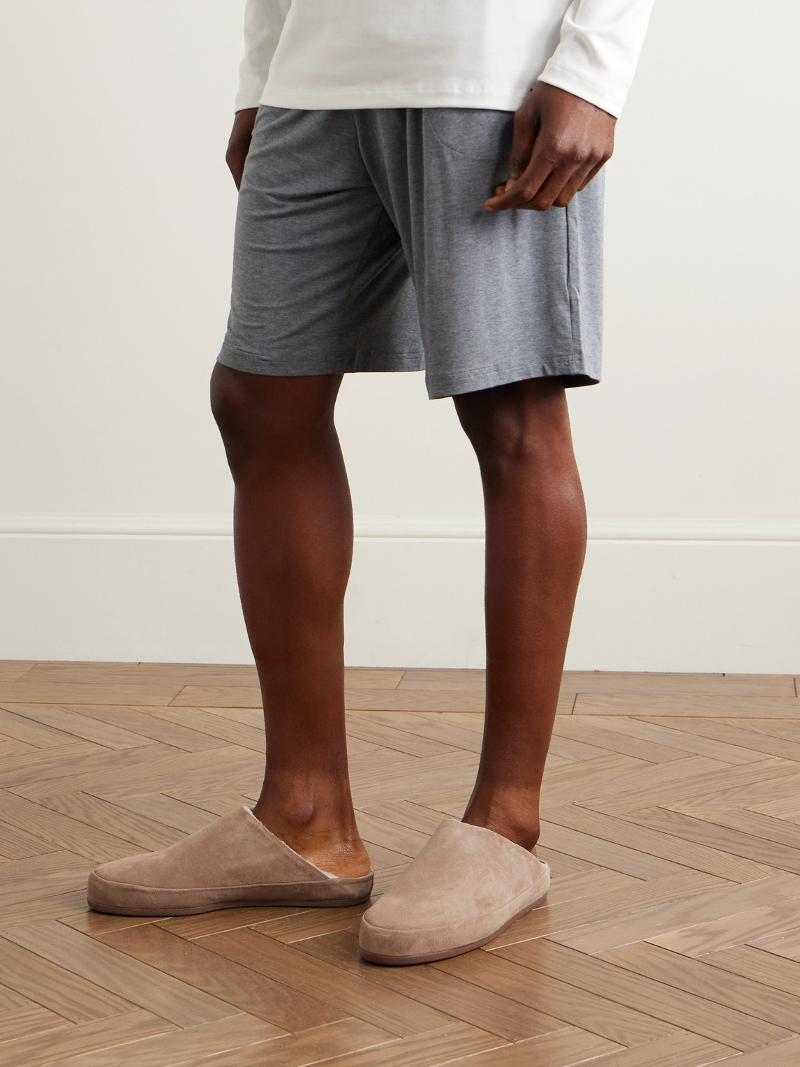Shearling-Lined Suede Slippers — 2