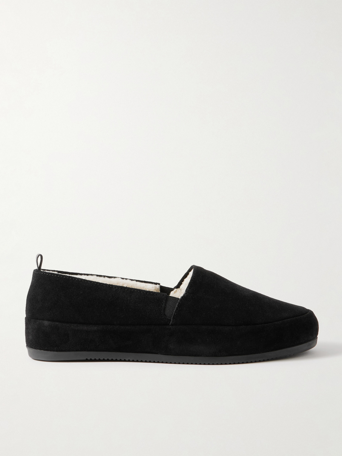 Mulo Shearling-lined Suede Loafers In Black