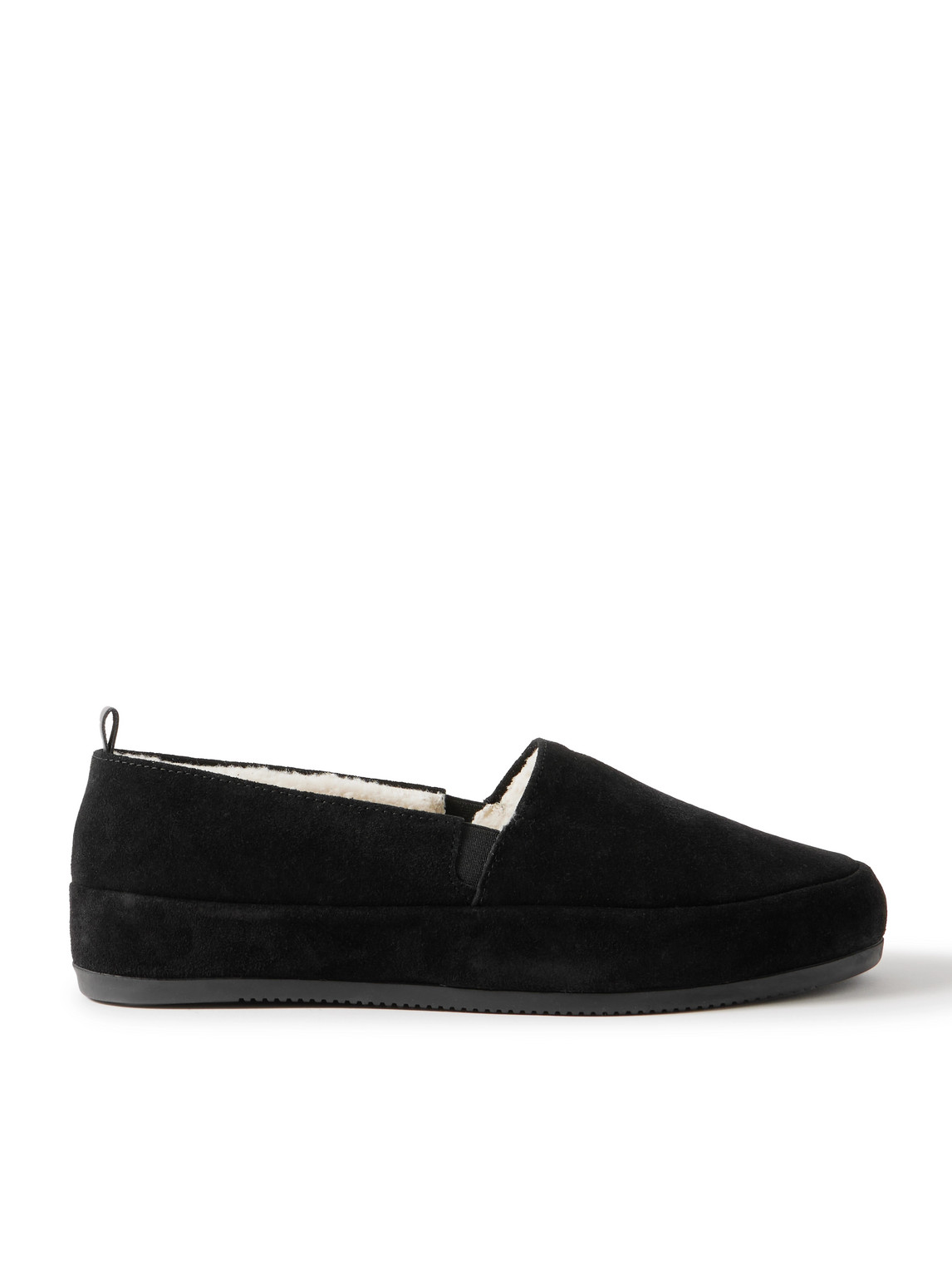 Mulo Shearling-lined Suede Loafers In Black