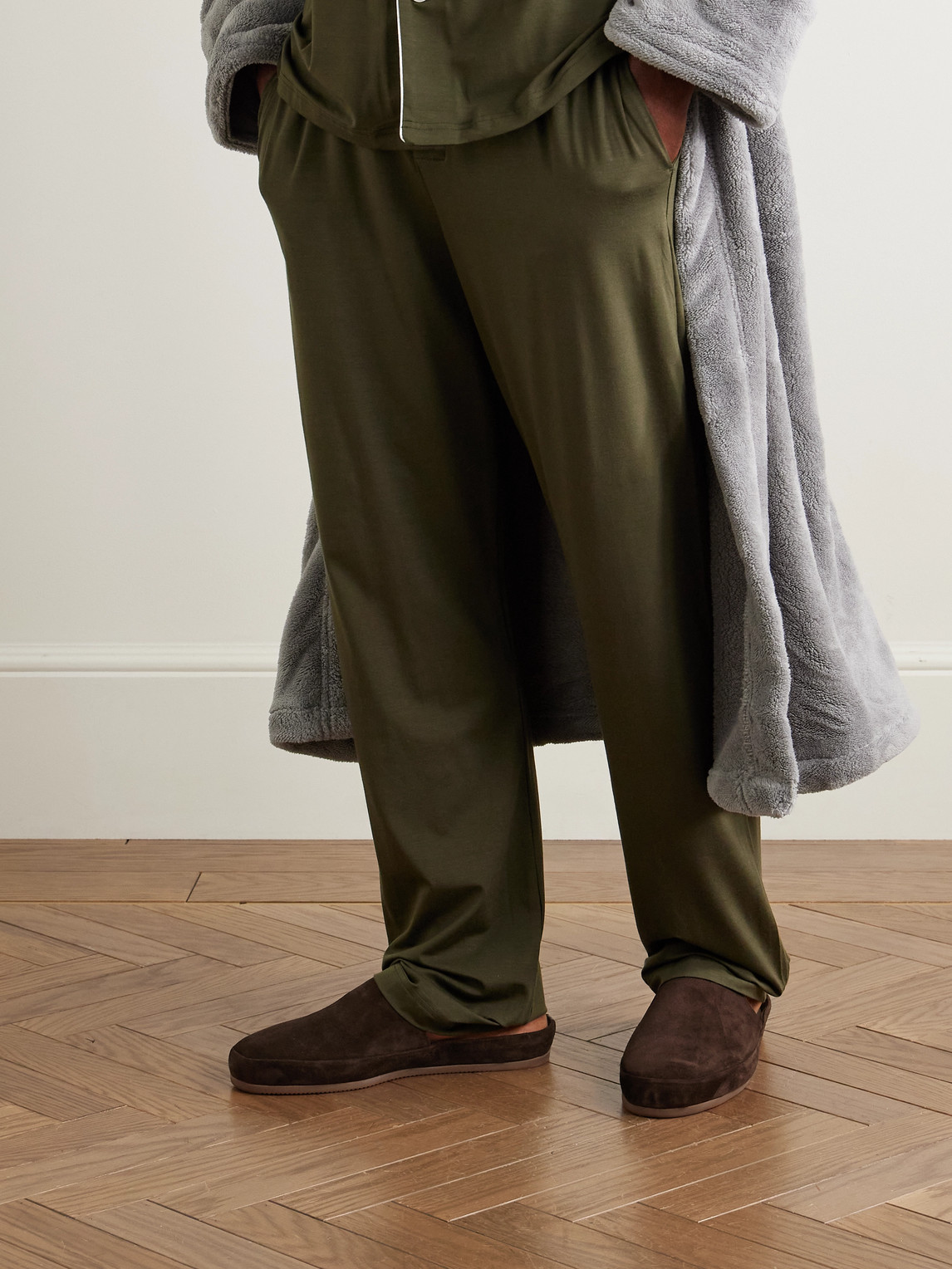 Fleece-Lined Suede Slippers — 2