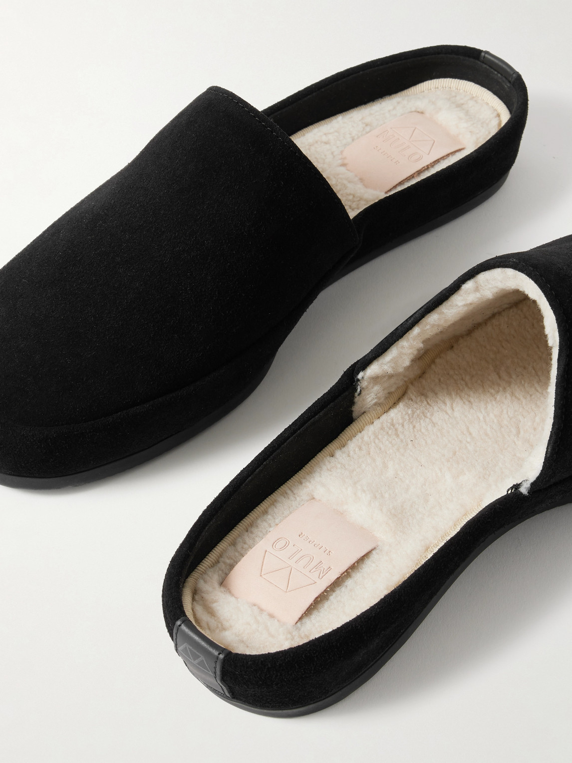  Mulo - Shearling-lined Suede Slippers - Men - Black - Uk 7 