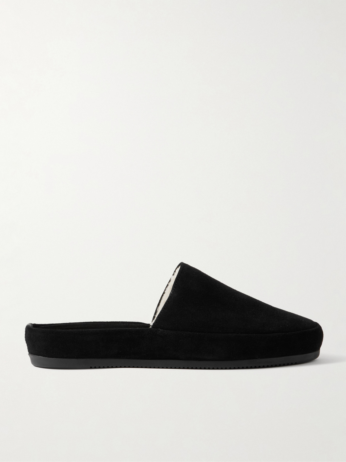 Mulo Shearling-lined Suede Slippers In Black