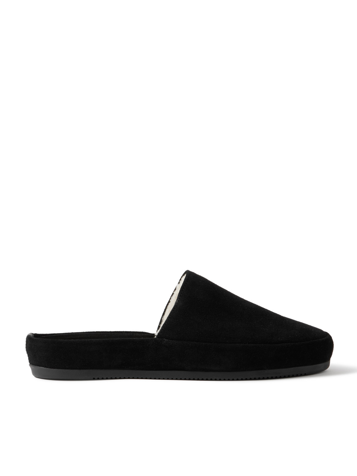 Mulo Shearling-lined Suede Slippers In Black