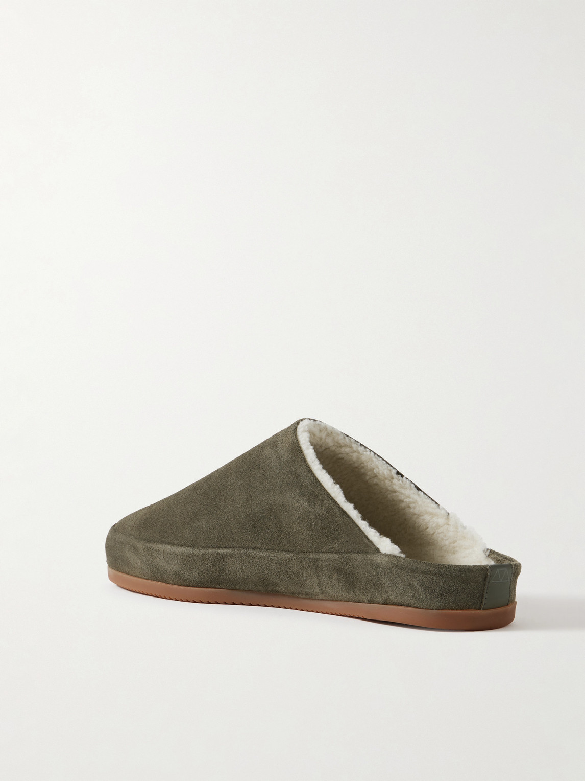  Mulo - Shearling-lined Suede Slippers - Men - Green - Uk 7 