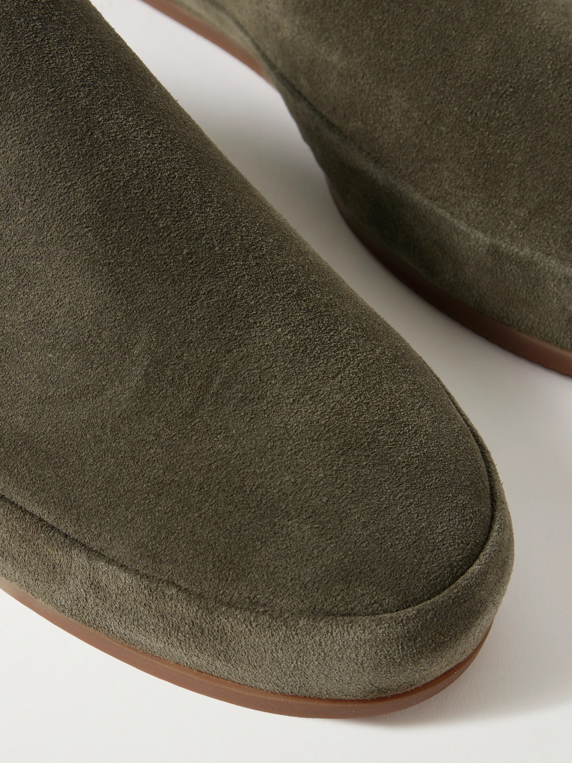  Mulo - Shearling-lined Suede Slippers - Men - Green - Uk 7 