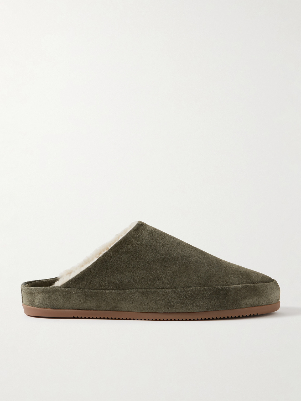 Mulo Shearling-lined Suede Slippers In Green