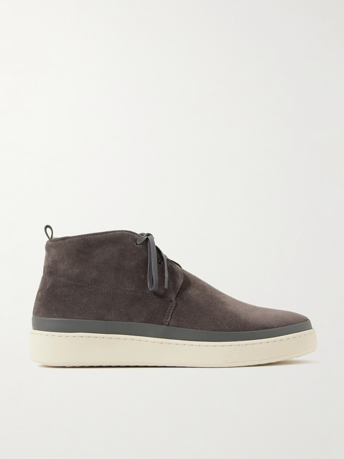 Mulo Leather-trimmed Waxed-suede Chukka Boots In Grey