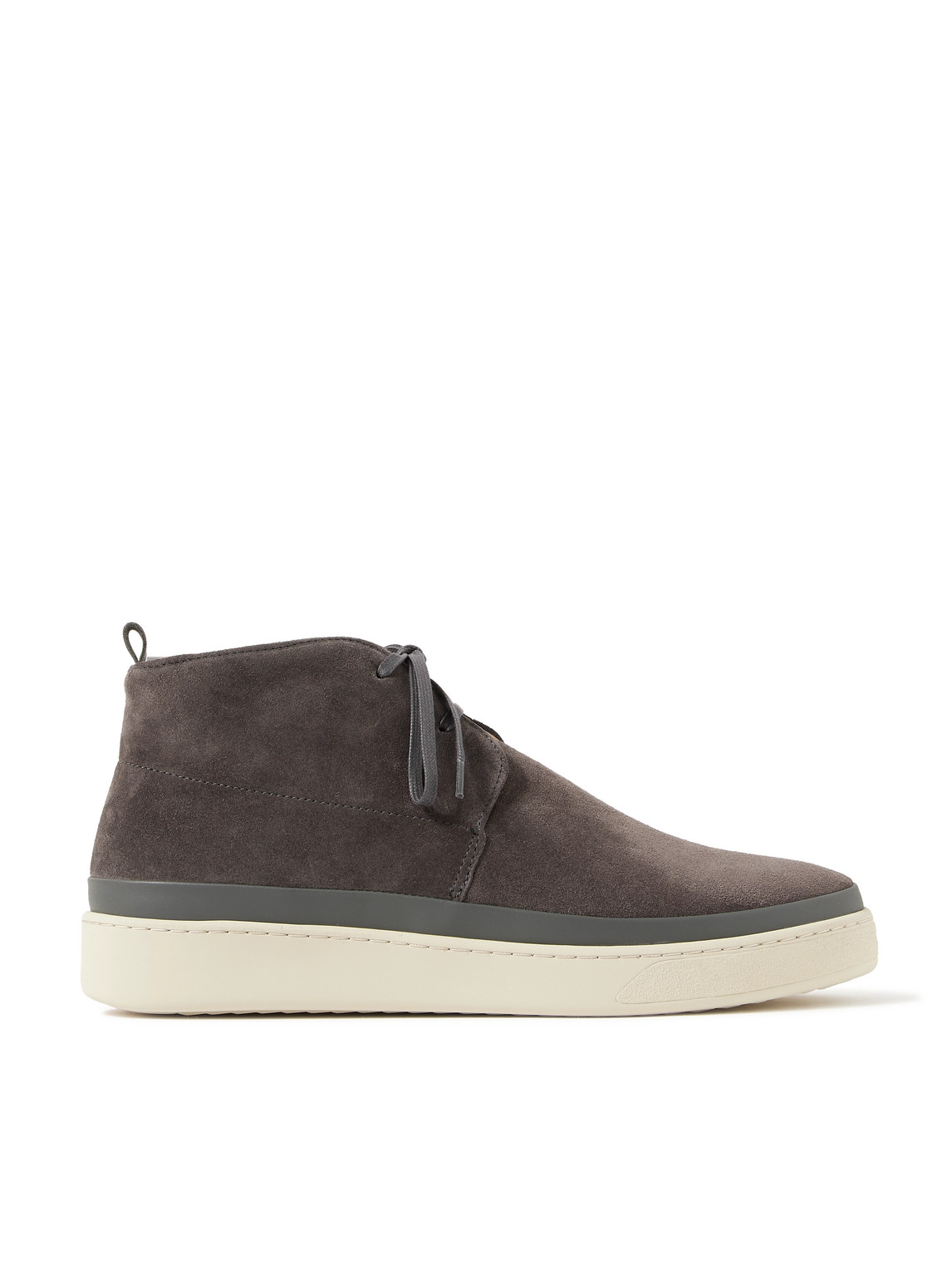 Mulo Leather-trimmed Waxed-suede Chukka Boots In Gray