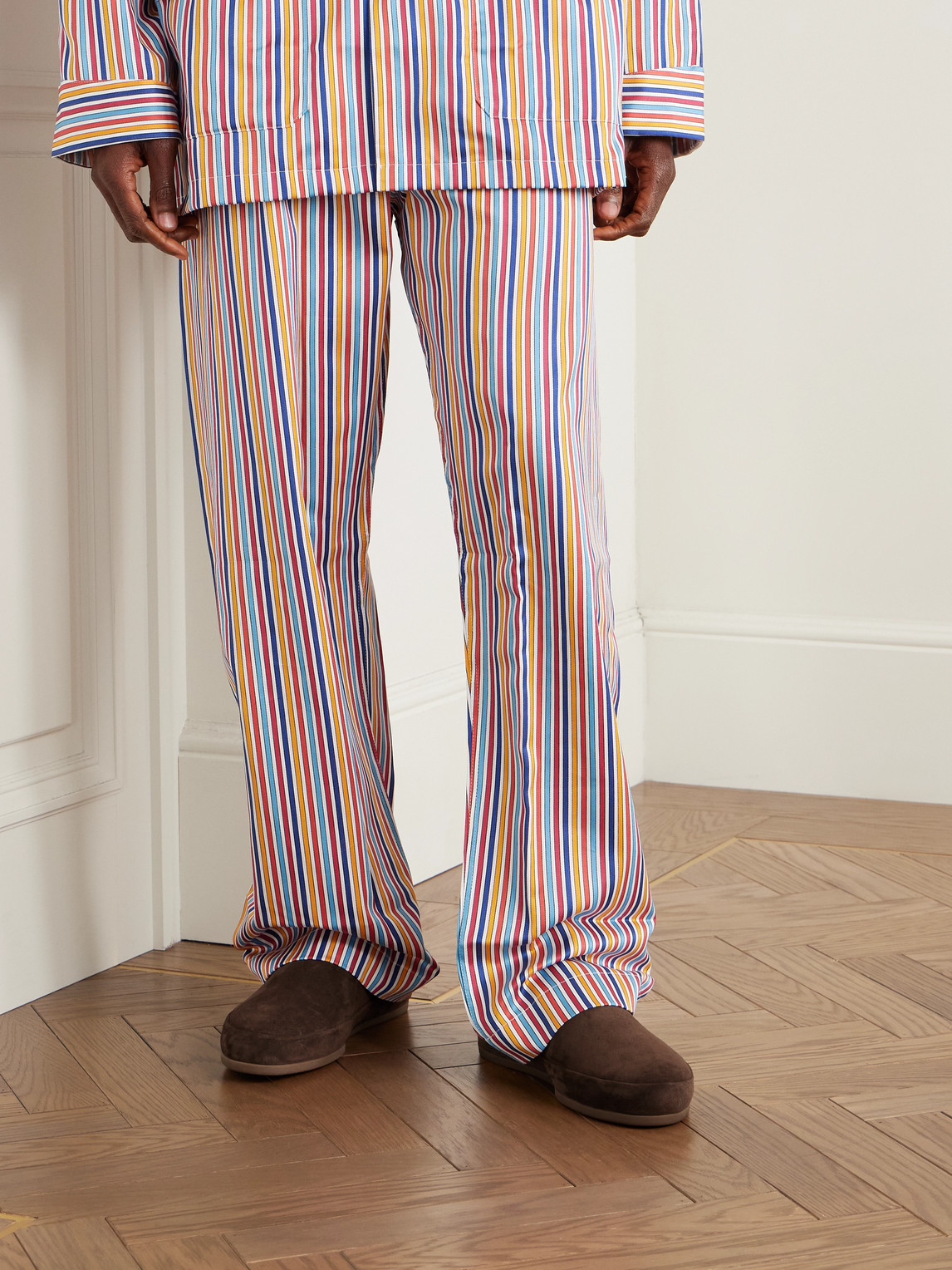 Mulo Shearling-lined Suede Slippers In Multi