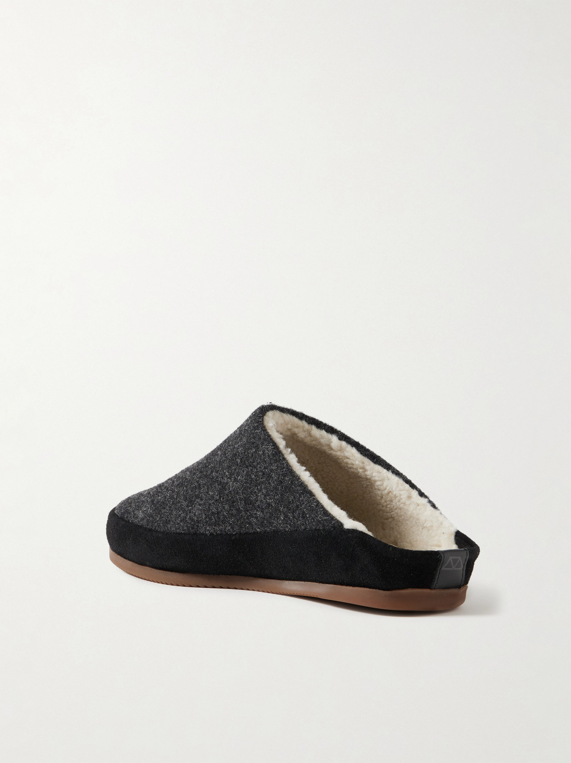 Mulo Suede-trimmed Shearling-lined Wool Slippers In Black