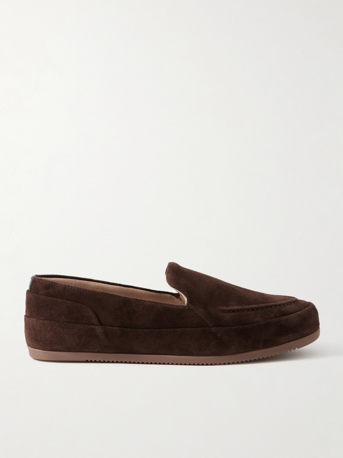 Mulo Fleece-lined Suede Loafers In Brown