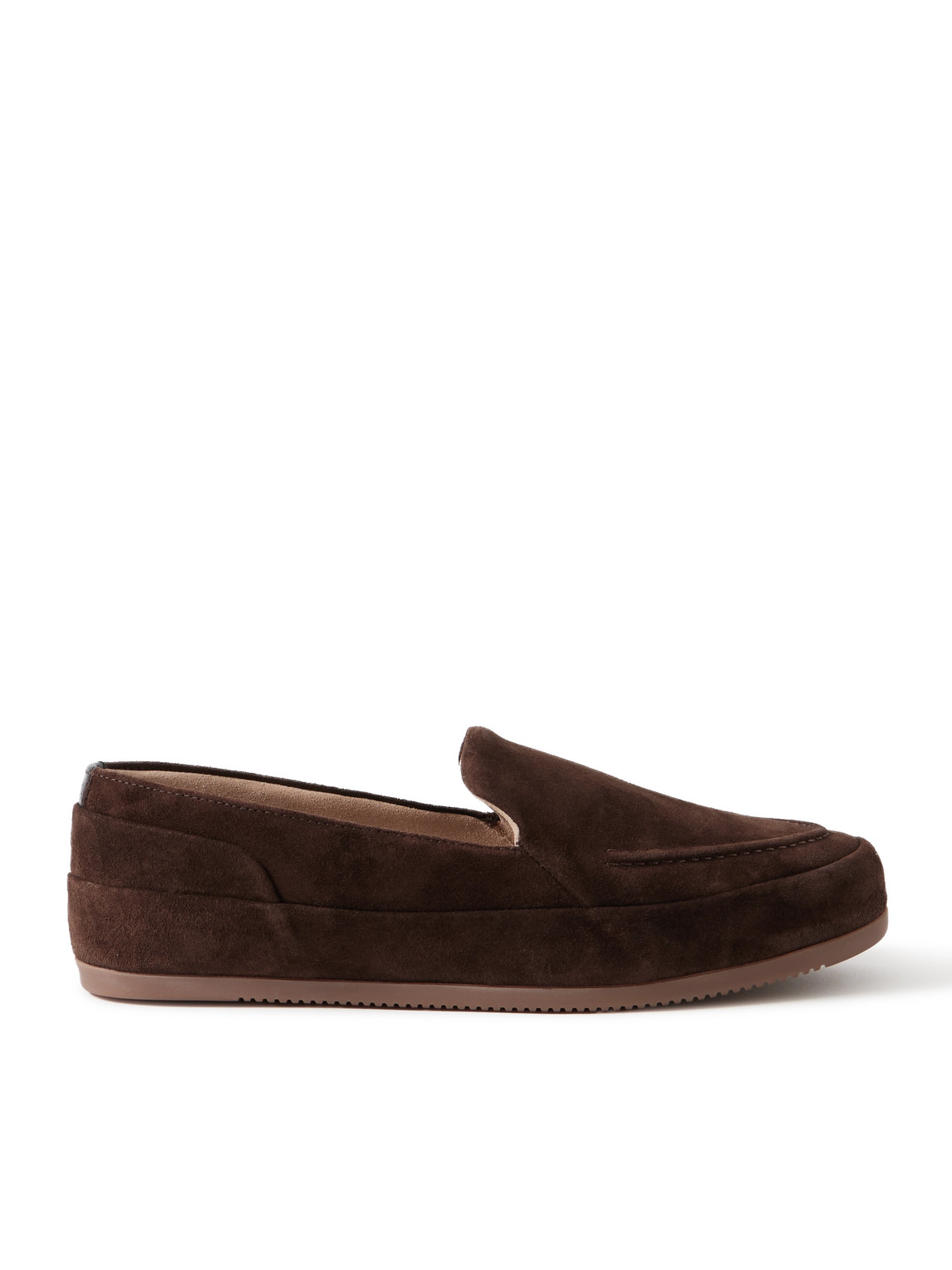 Mulo Fleece-lined Suede Loafers In Brown