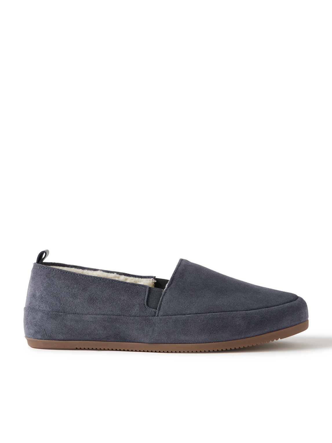 Mulo Fleece-lined Suede Loafers In Gray