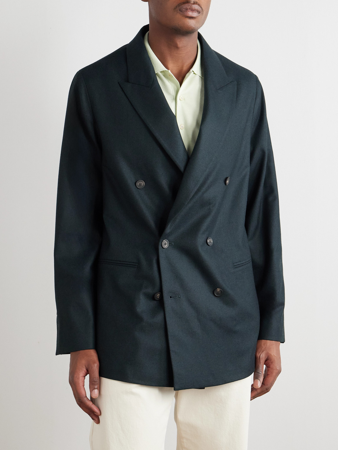 Altea Alain Double-breasted Virgin Wool-blend Flannel Blazer In Blue