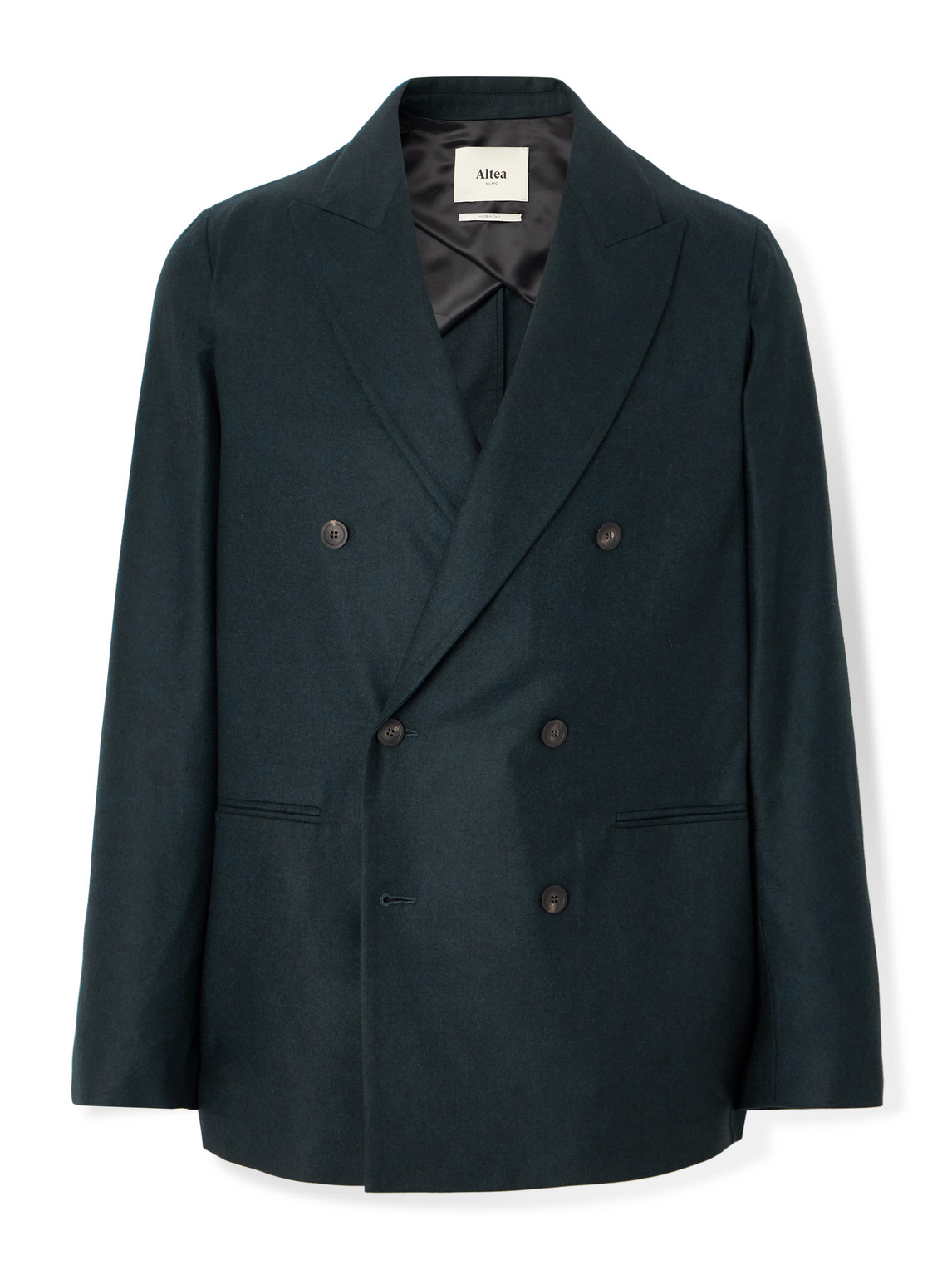 Altea Alain Double-breasted Virgin Wool-blend Flannel Blazer In Blue