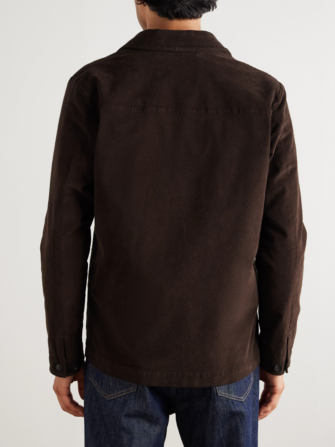 Altea Garment-dyed Cotton-blend Corduroy Overshirt In Brown