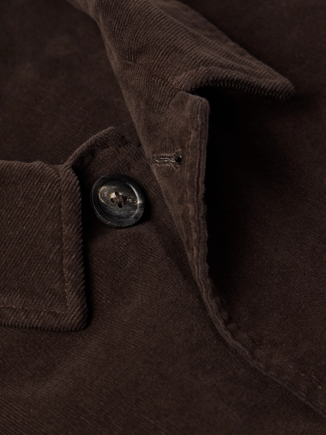 Altea Garment-dyed Cotton-blend Corduroy Overshirt In Brown