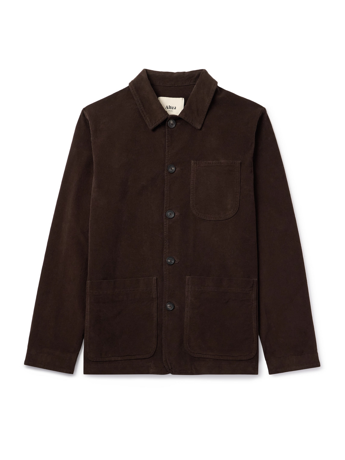 Altea Garment-dyed Cotton-blend Corduroy Overshirt In Brown