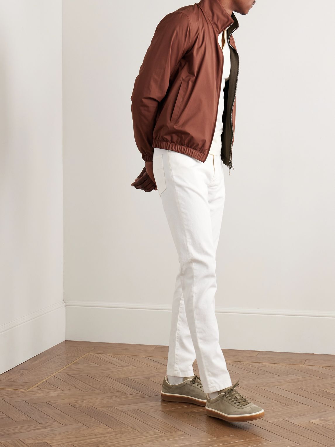 LOROPIANA 리버시블 패딩 윈드메이트 스톰 시스템 나일론 캐시미어 블루종 자켓