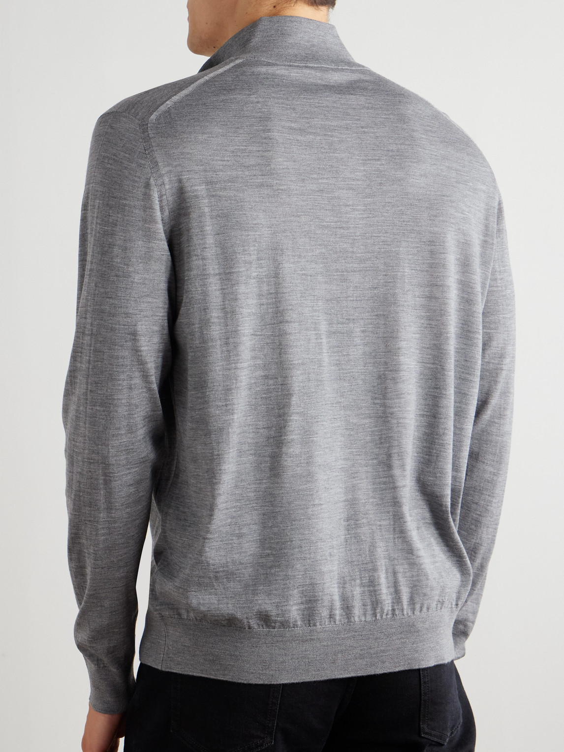 Kiton Wool Half-zip Sweater In Gray