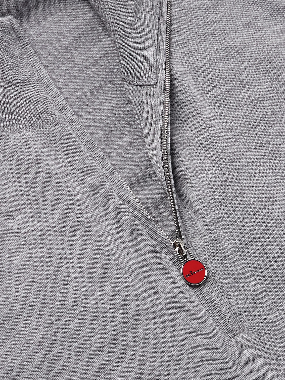 Kiton Wool Half-zip Sweater In Gray