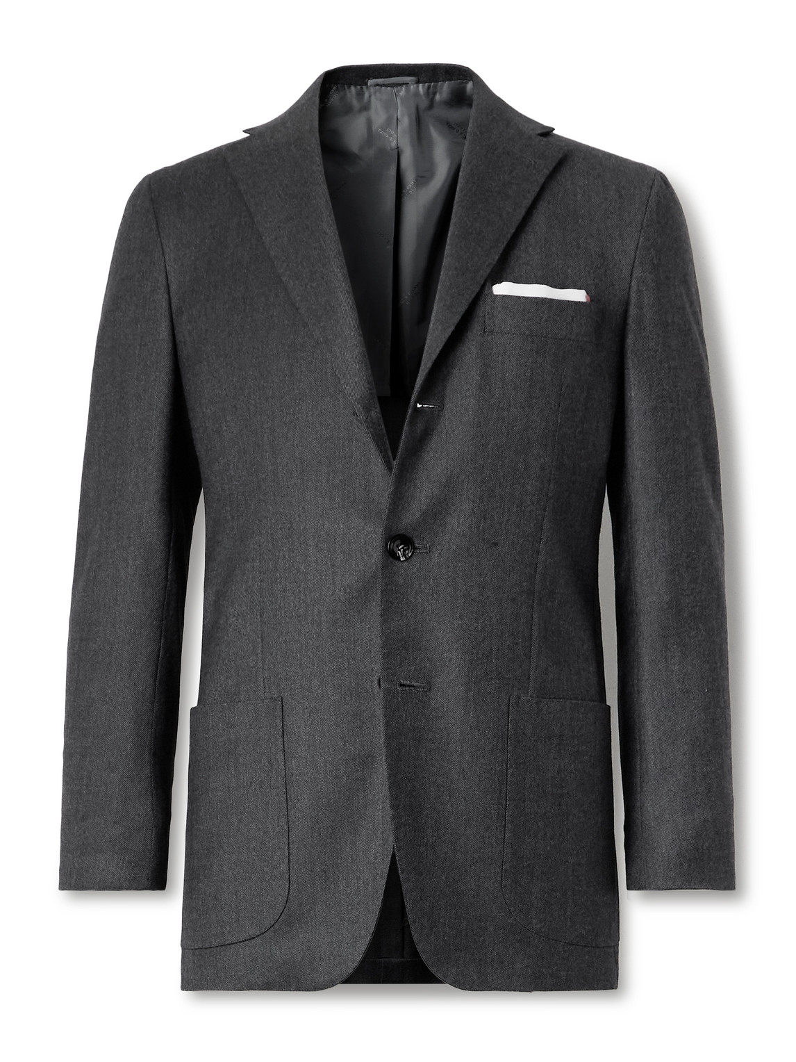 Kiton Wool-blend Twill Suit Jacket In Black
