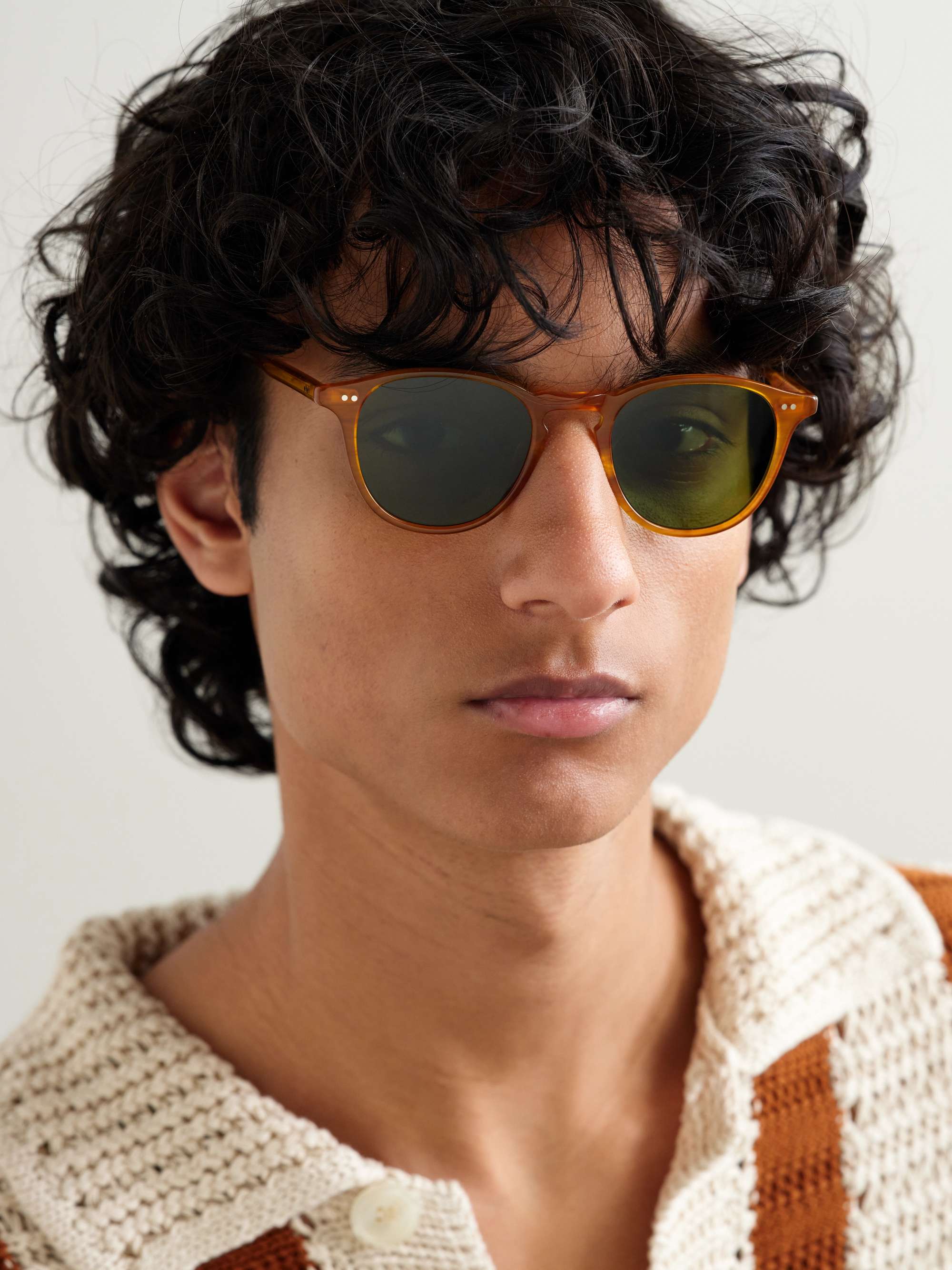 GARRETT LEIGHT CALIFORNIA OPTICAL نظارات شمسية Hampton بإطار مستدير من الأسيتات