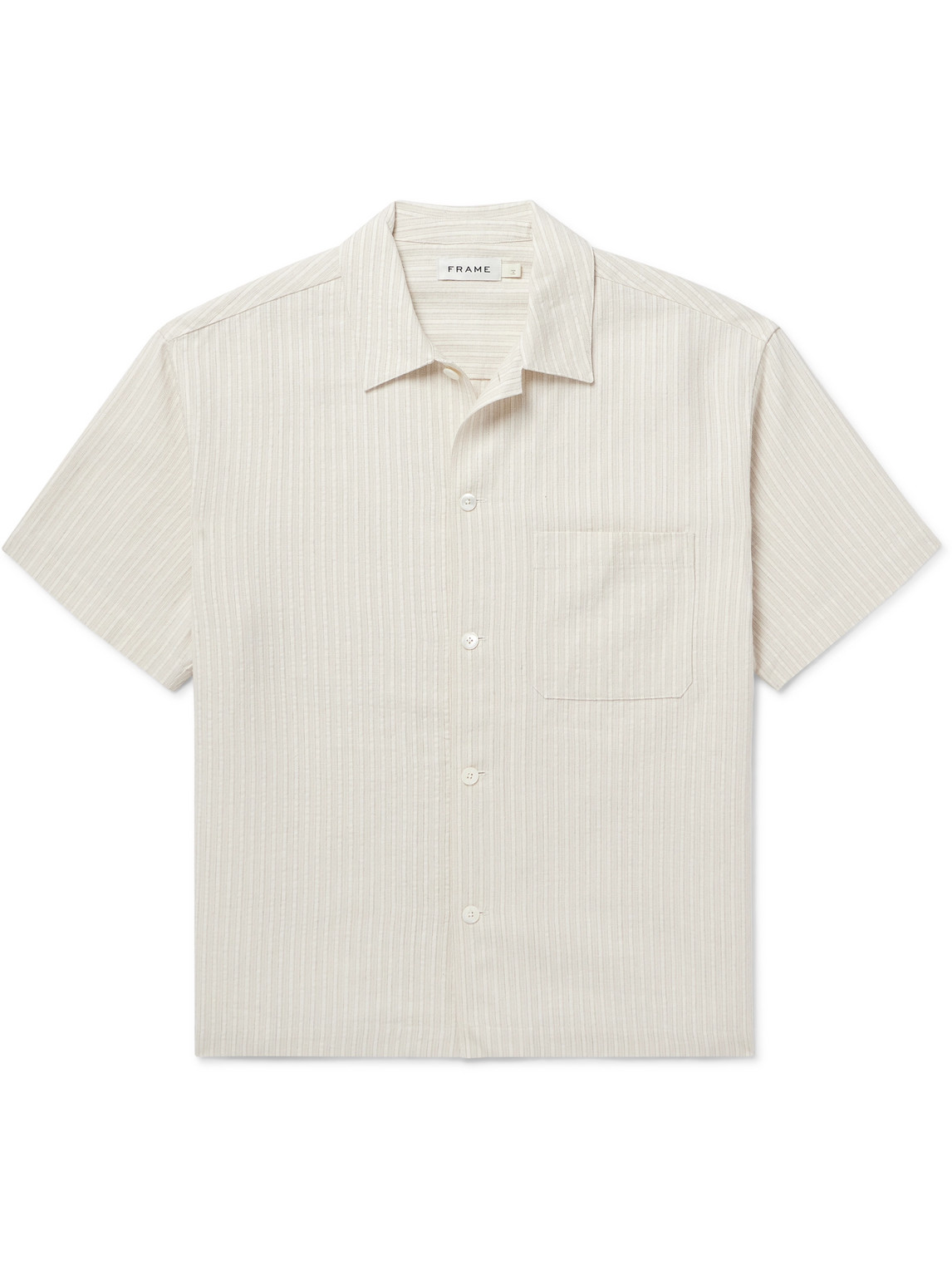 Frame Striped Cotton-jacquard Shirt In Neutral