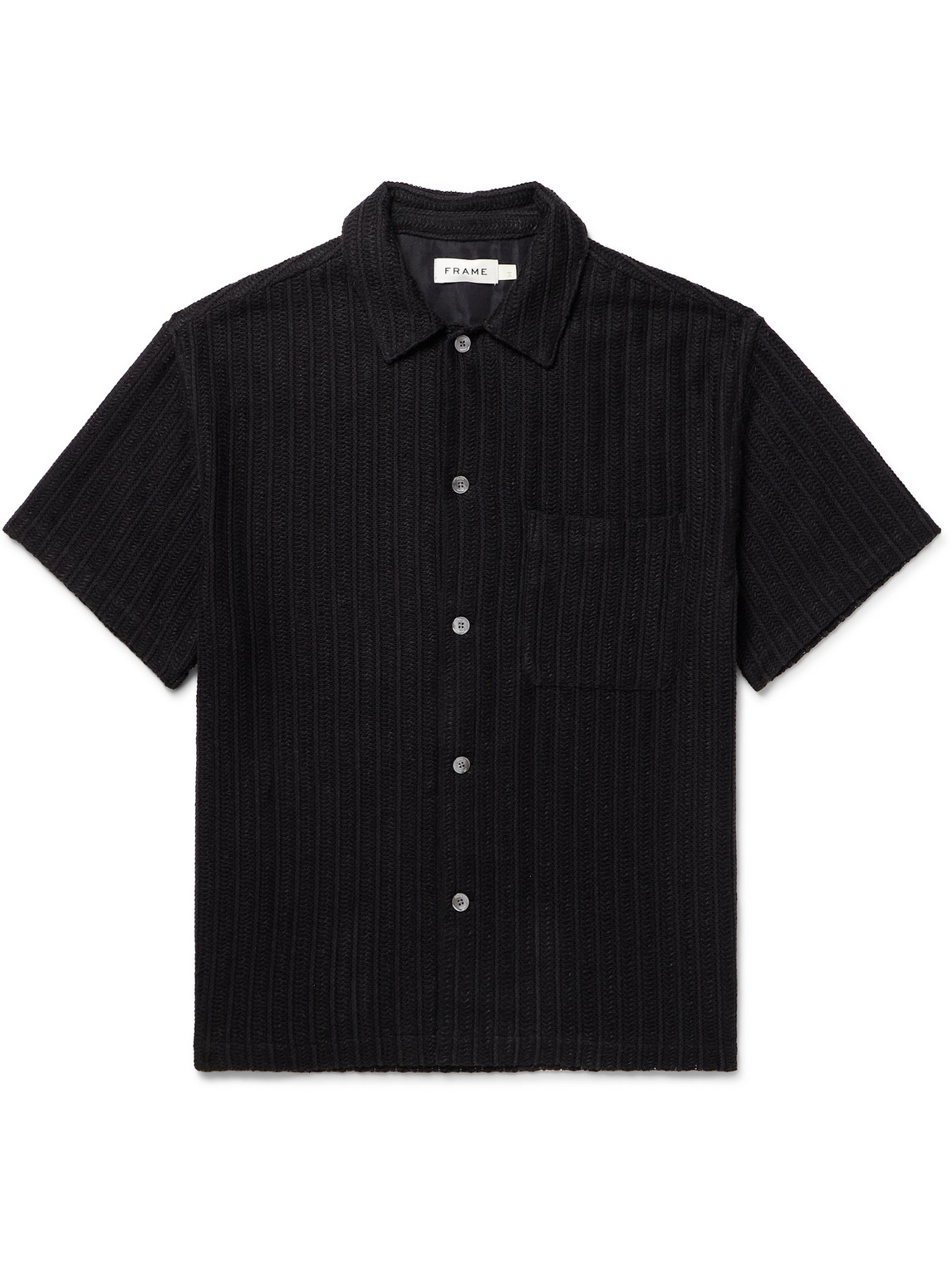 Frame Striped Crocheted Shirt In Black